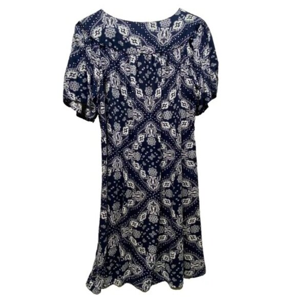 Cosuniony House Dress Women's Medium Navy Bandana Duster MuMu Button Down Robe - Picture 6 of 10